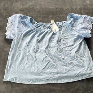 NWT H&M Light Blue Eyelet Sleeve Women's Top - Large